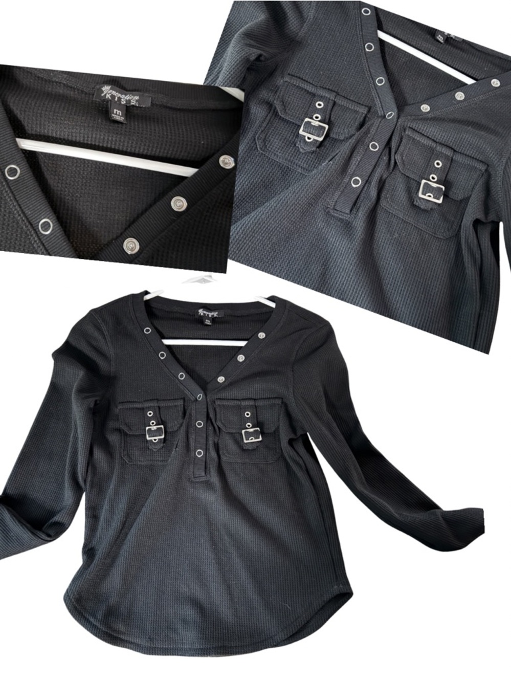 Generation Kiss Long Sleeve Top with Buckle Pocket Detail